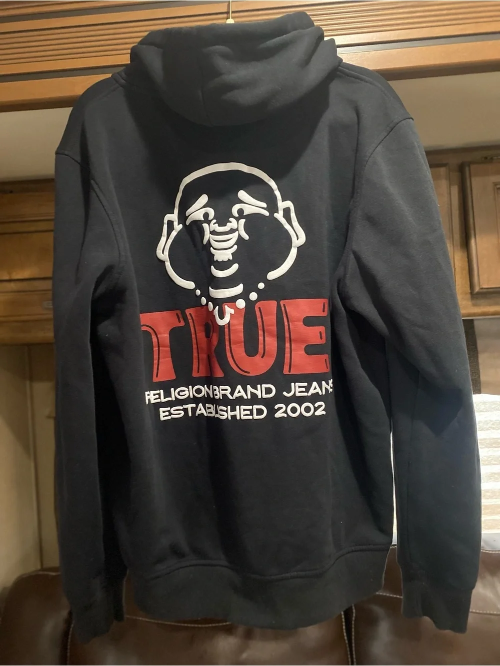 True Religion Graphic Print Full Zip Hoodie Black Men's Size L